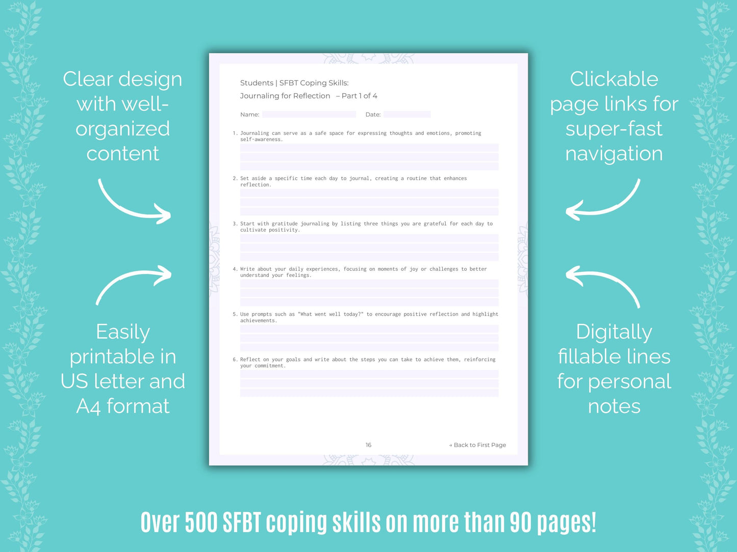 Students Solution-Focused Brief Therapy (SFBT) Counseling Templates