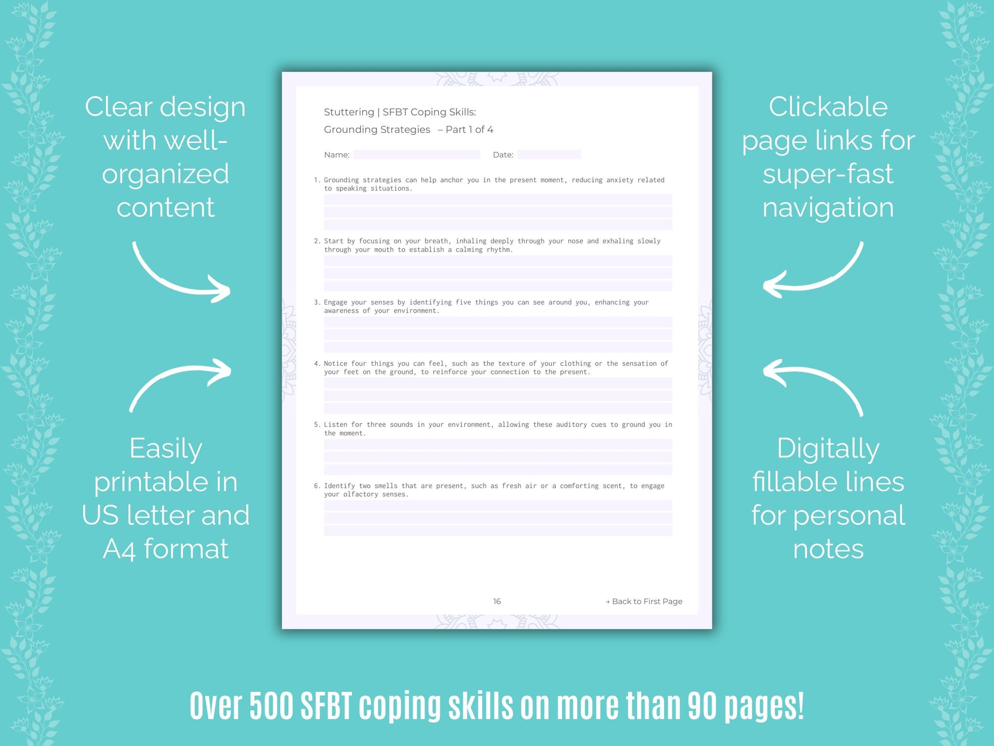 Stuttering Solution-Focused Brief Therapy (SFBT) Counseling Templates