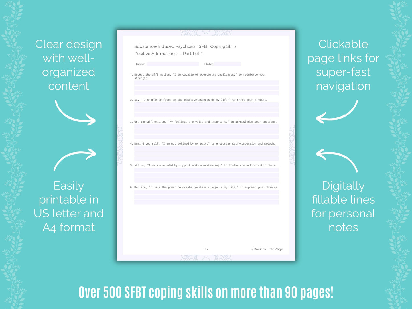 Substance-Induced Psychosis Solution-Focused Brief Therapy (SFBT) Counseling Templates