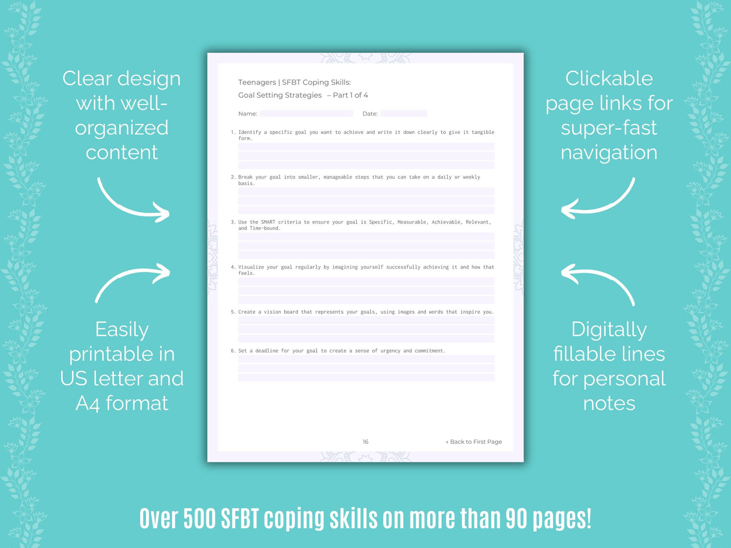 Teenagers Solution-Focused Brief Therapy (SFBT) Counseling Templates