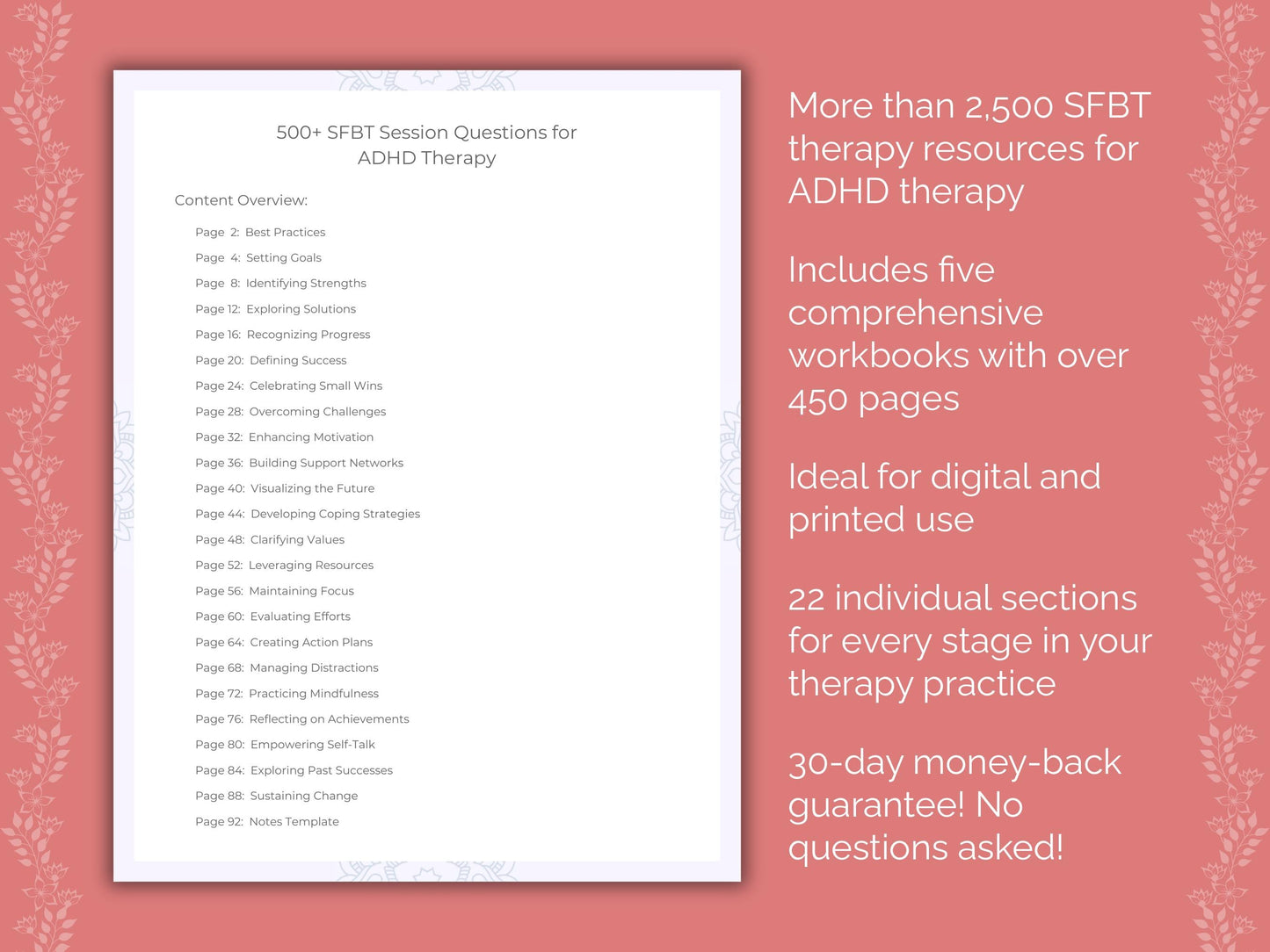 ADHD Solution-Focused Brief Therapy (SFBT) Therapist Worksheets