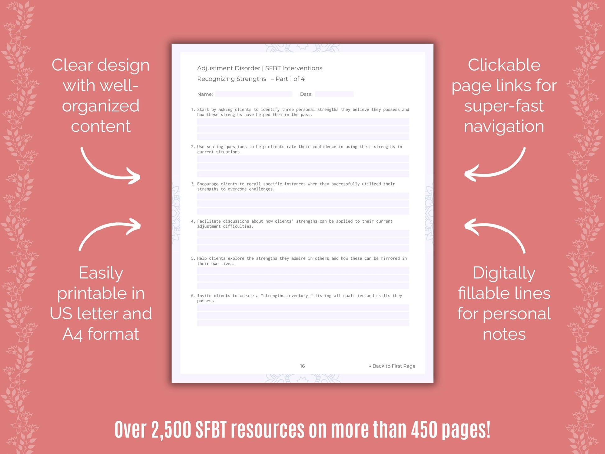 Adjustment Disorder Solution-Focused Brief Therapy (SFBT) Counseling Templates