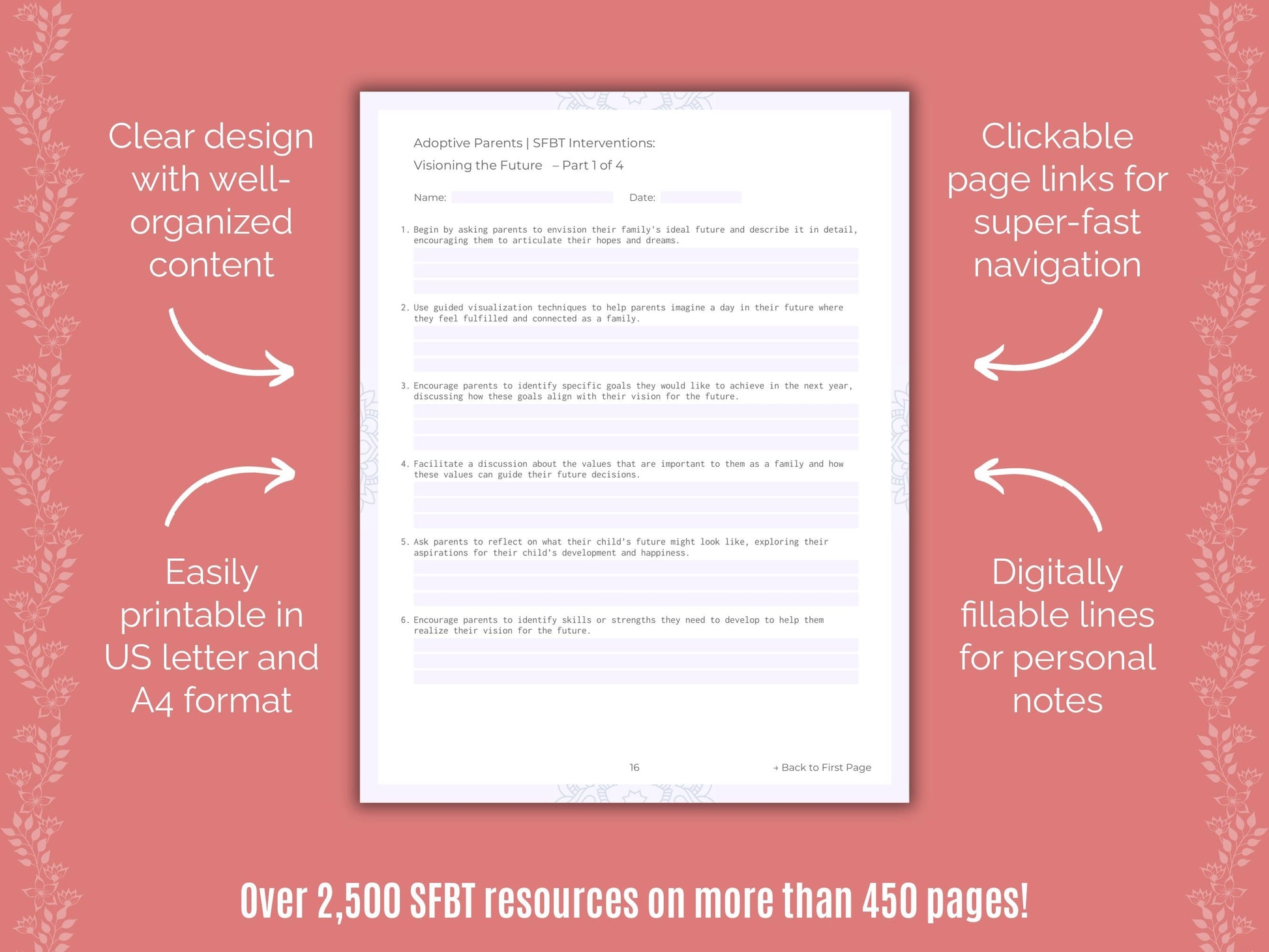 Adoptive Parents Solution-Focused Brief Therapy (SFBT) Counseling Templates