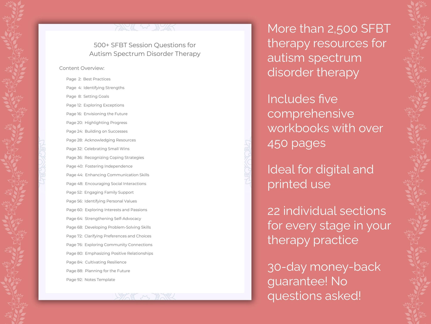 Autism Spectrum Disorder Solution-Focused Brief Therapy (SFBT) Therapist Worksheets