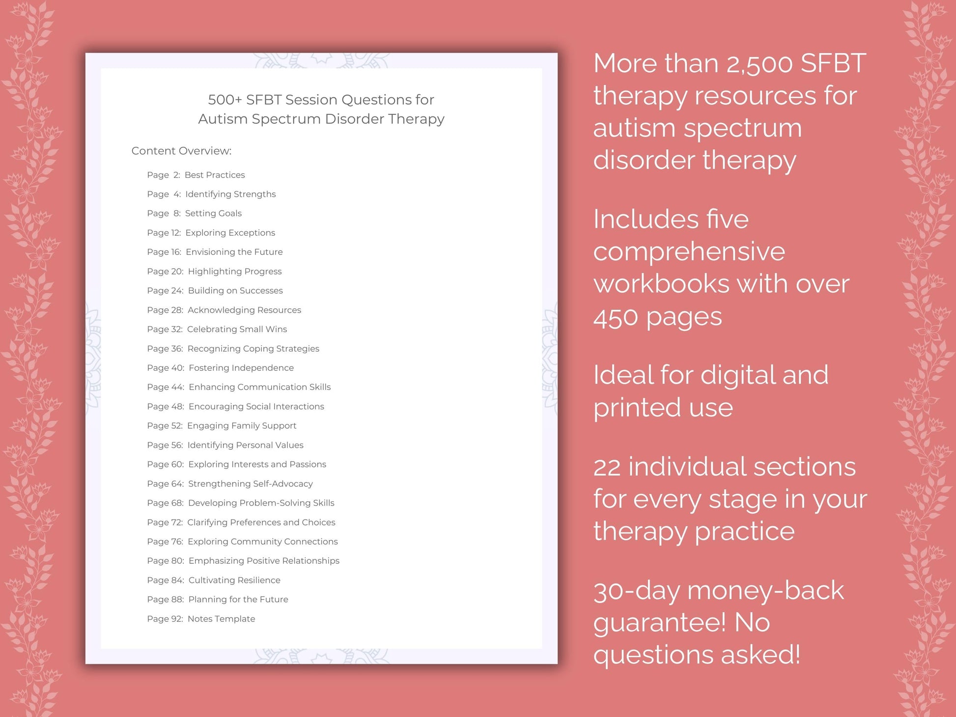 Autism Spectrum Disorder Solution-Focused Brief Therapy (SFBT) Therapist Worksheets