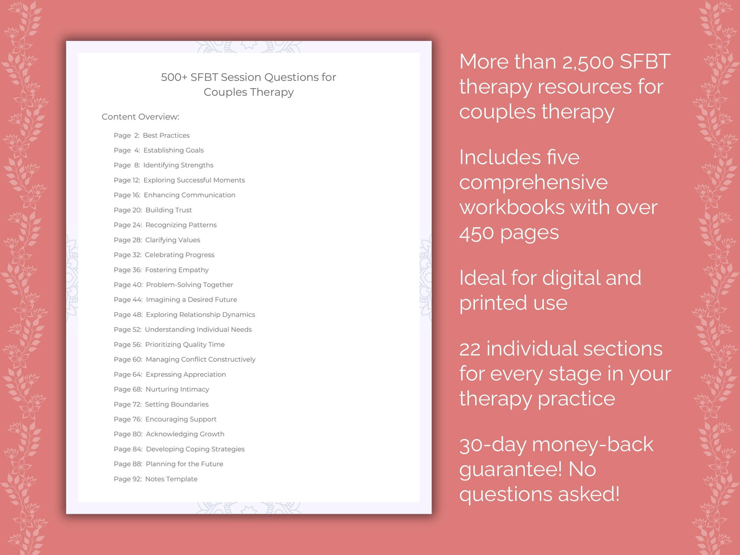 Couples Solution-Focused Brief Therapy (SFBT) Therapist Worksheets