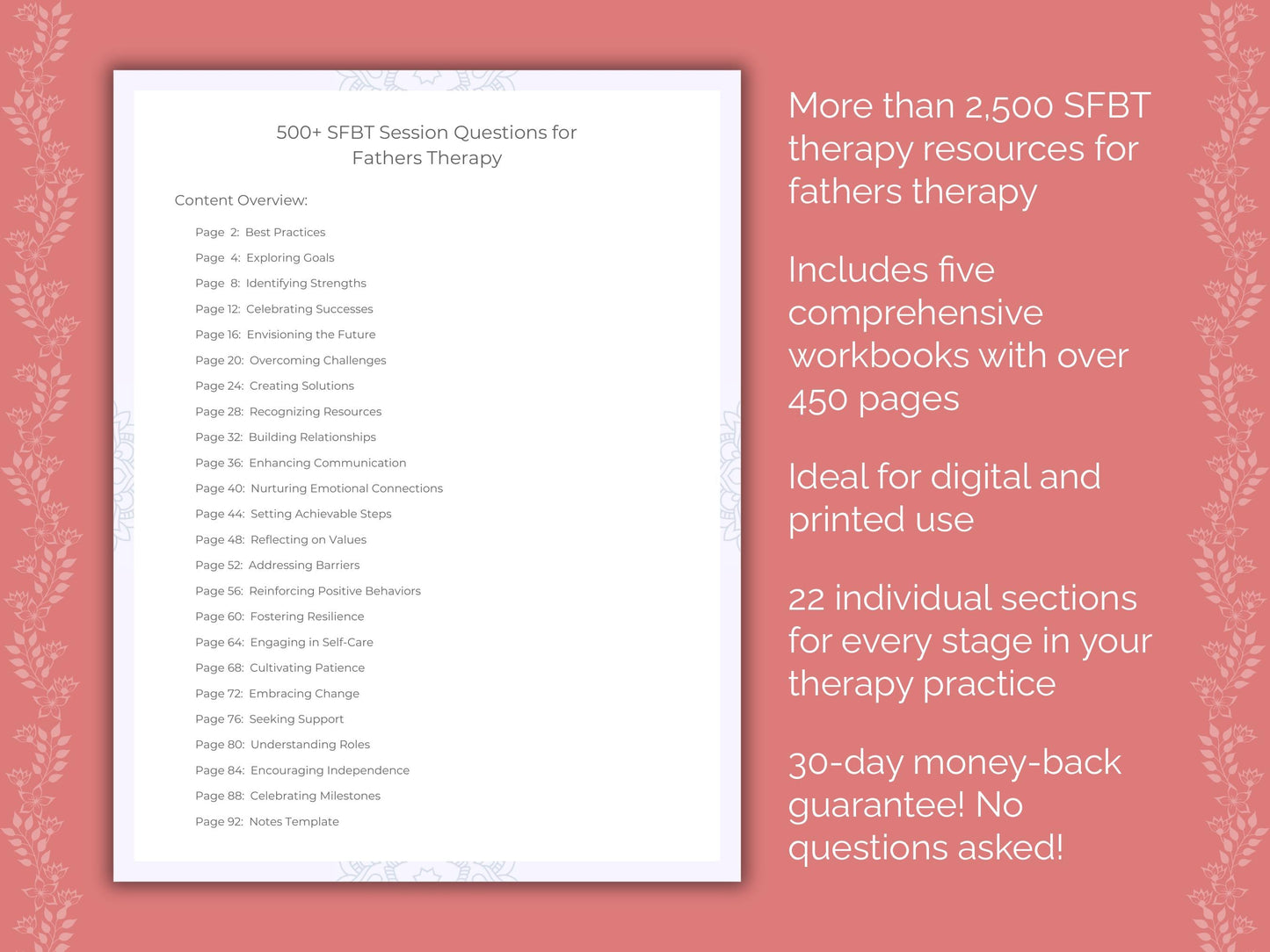 Fathers Solution-Focused Brief Therapy (SFBT) Therapist Worksheets
