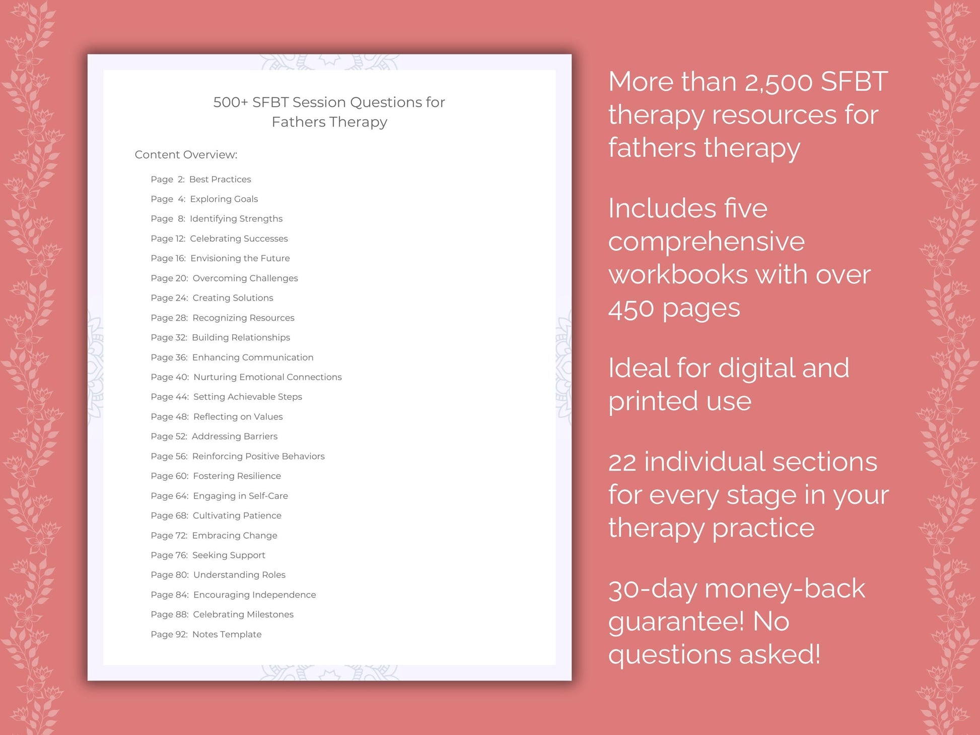 Fathers Solution-Focused Brief Therapy (SFBT) Therapist Worksheets