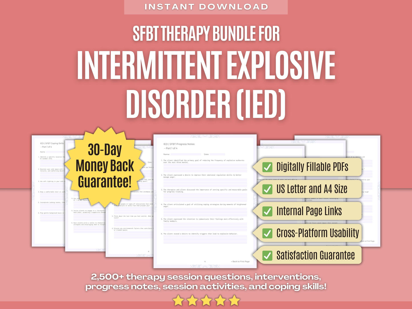 Intermittent Explosive Disorder (IED) Solution-Focused Brief Therapy (SFBT) Psychology Workbooks