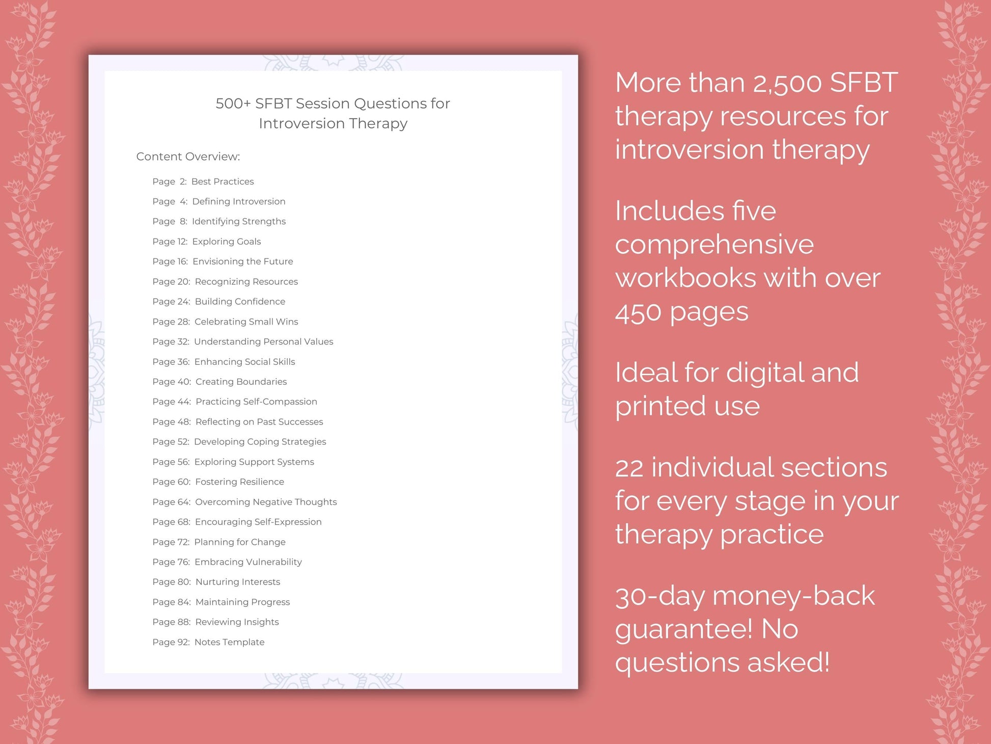 Introversion Solution-Focused Brief Therapy (SFBT) Therapist Worksheets