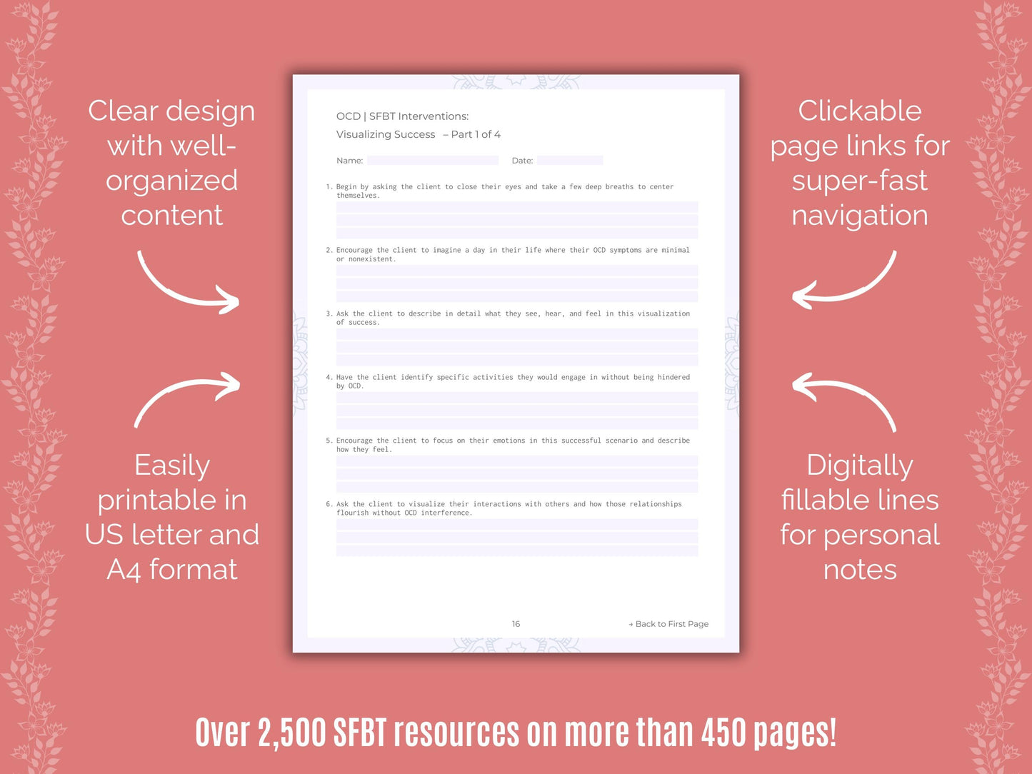 Obsessive-Compulsive Disorder (OCD) Solution-Focused Brief Therapy (SFBT) Counseling Templates