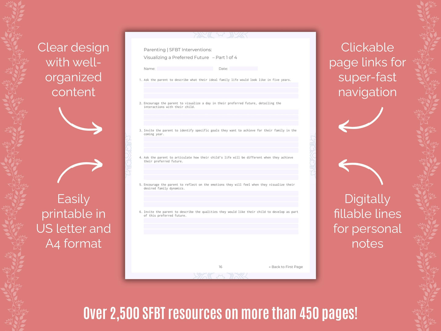 Parenting Solution-Focused Brief Therapy (SFBT) Counseling Templates