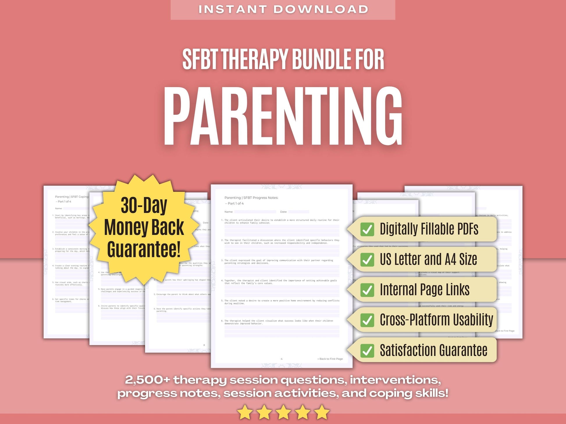 Parenting Solution-Focused Brief Therapy (SFBT) Psychology Workbooks