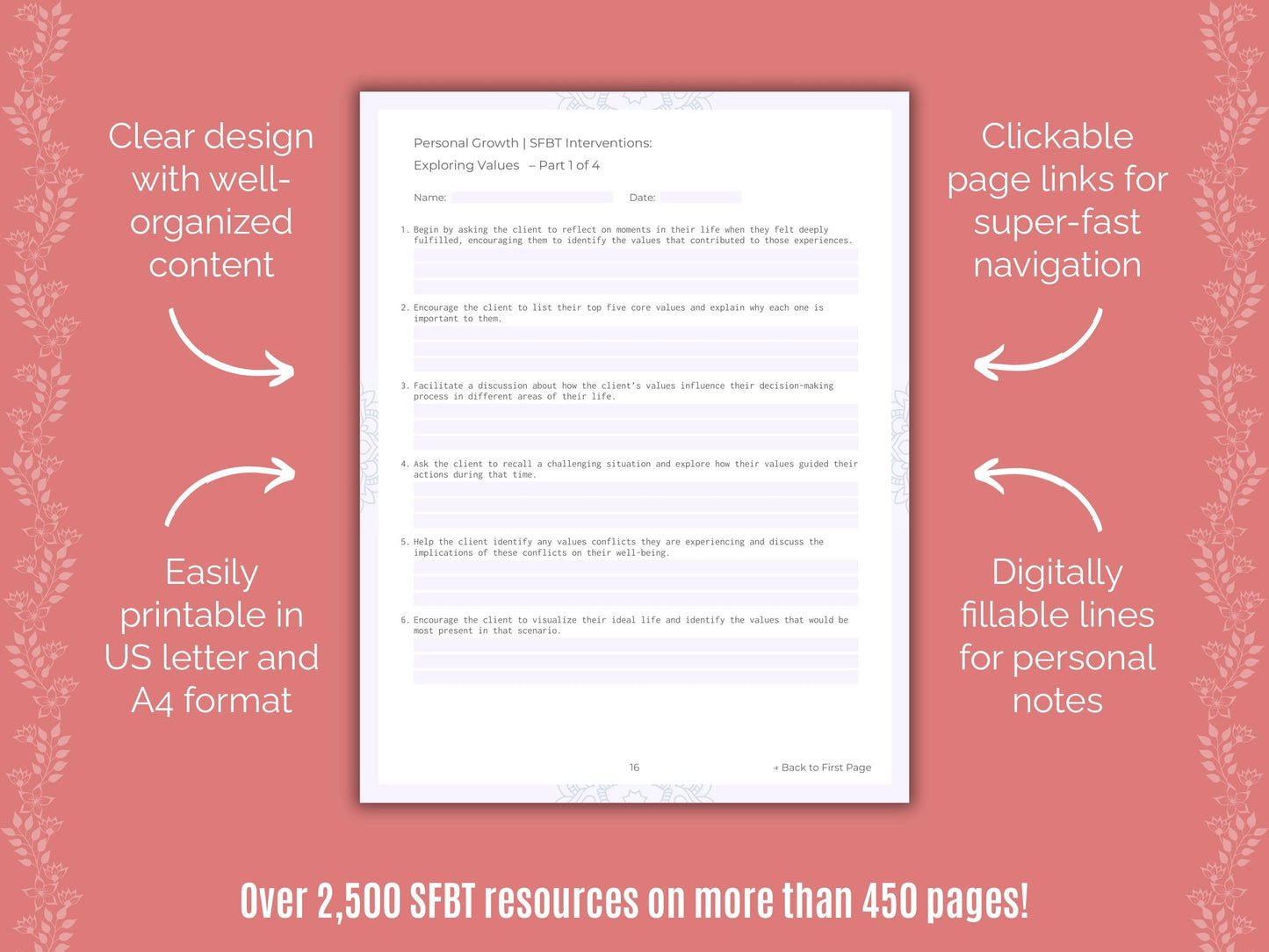 Personal Growth Solution-Focused Brief Therapy (SFBT) Counseling Templates