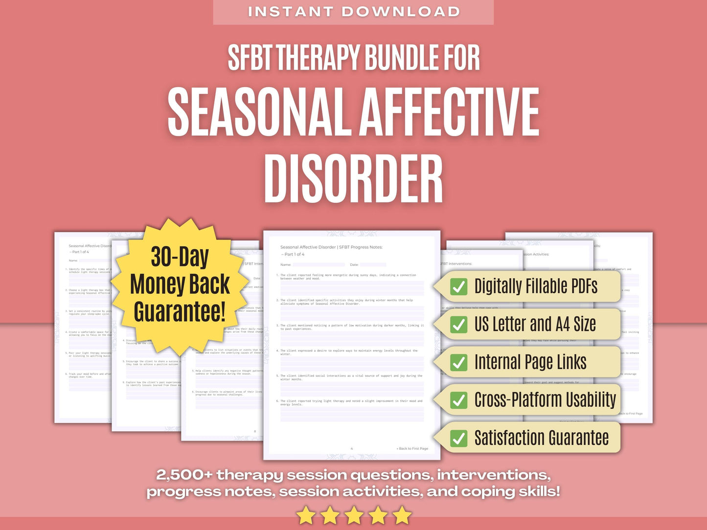 Seasonal Affective Disorder Solution-Focused Brief Therapy (SFBT) Psychology Workbooks