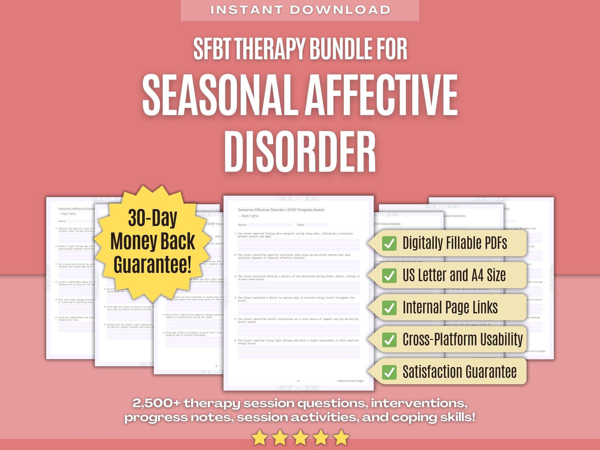 Seasonal Affective Disorder Solution-Focused Brief Therapy (SFBT) Psychology Workbooks