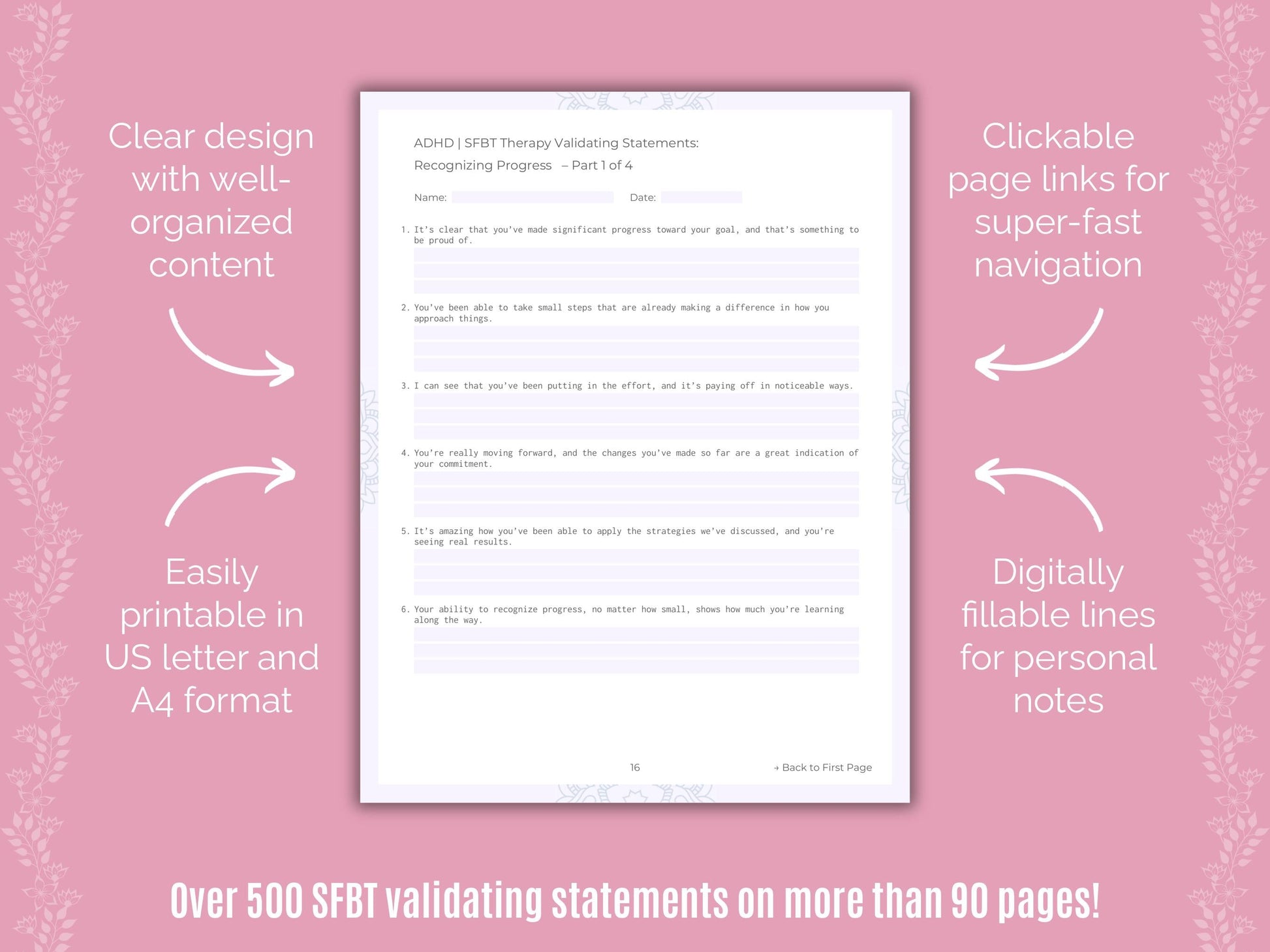 ADHD Solution-Focused Brief Therapy (SFBT) Counseling Templates