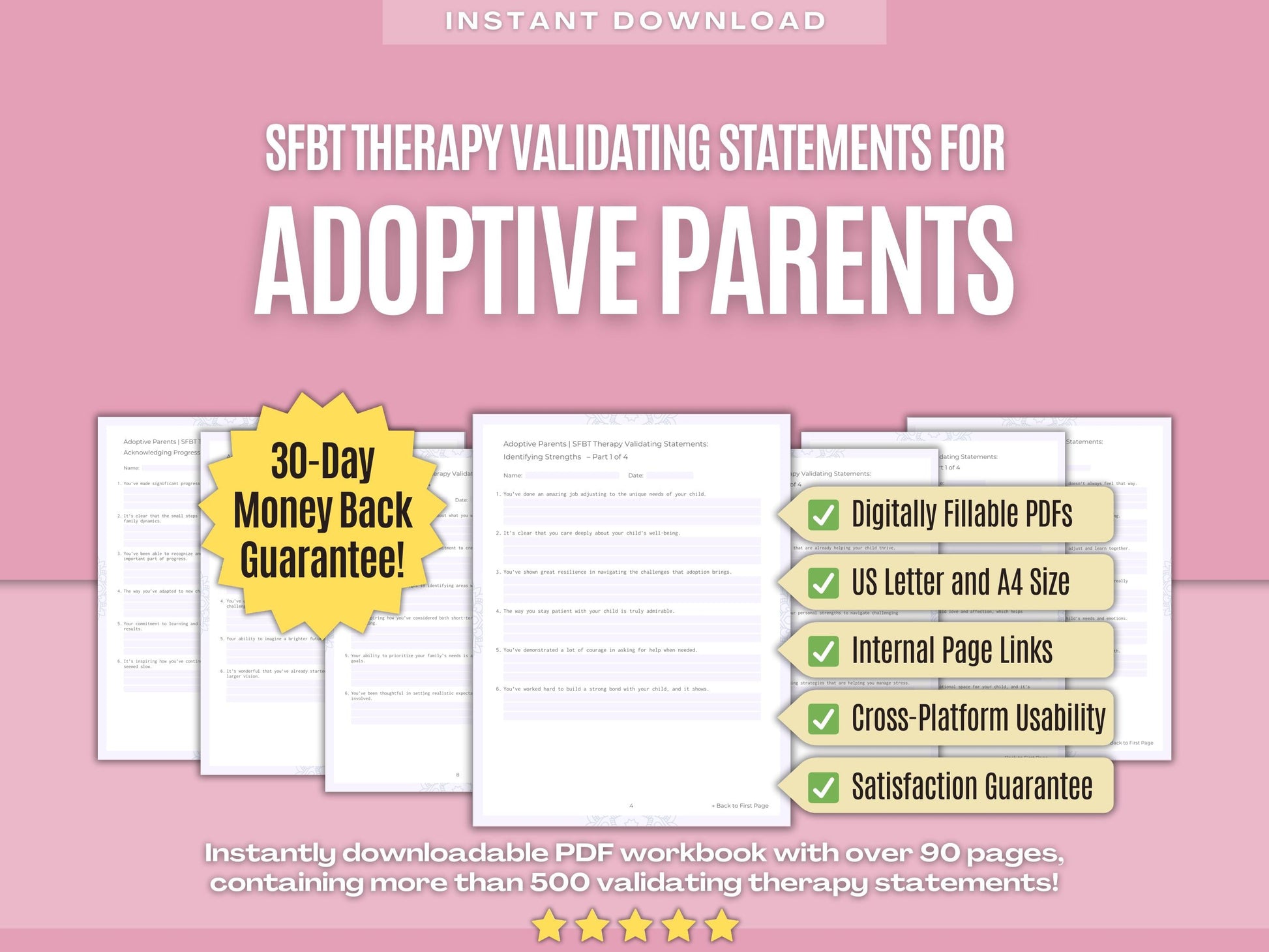 Adoptive Parents Solution-Focused Brief Therapy (SFBT) Psychology Workbooks