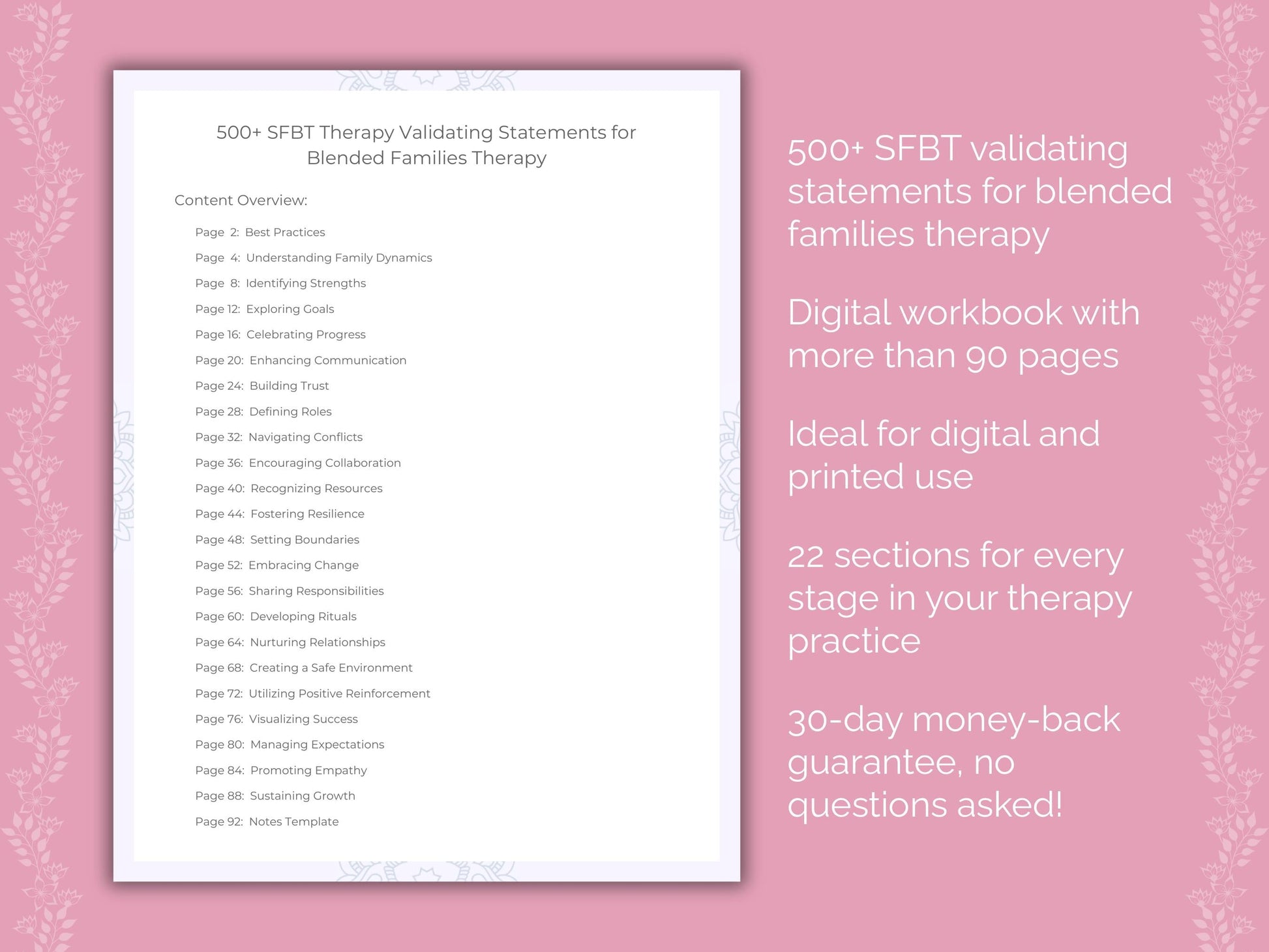 Blended Families Solution-Focused Brief Therapy (SFBT) Therapist Worksheets