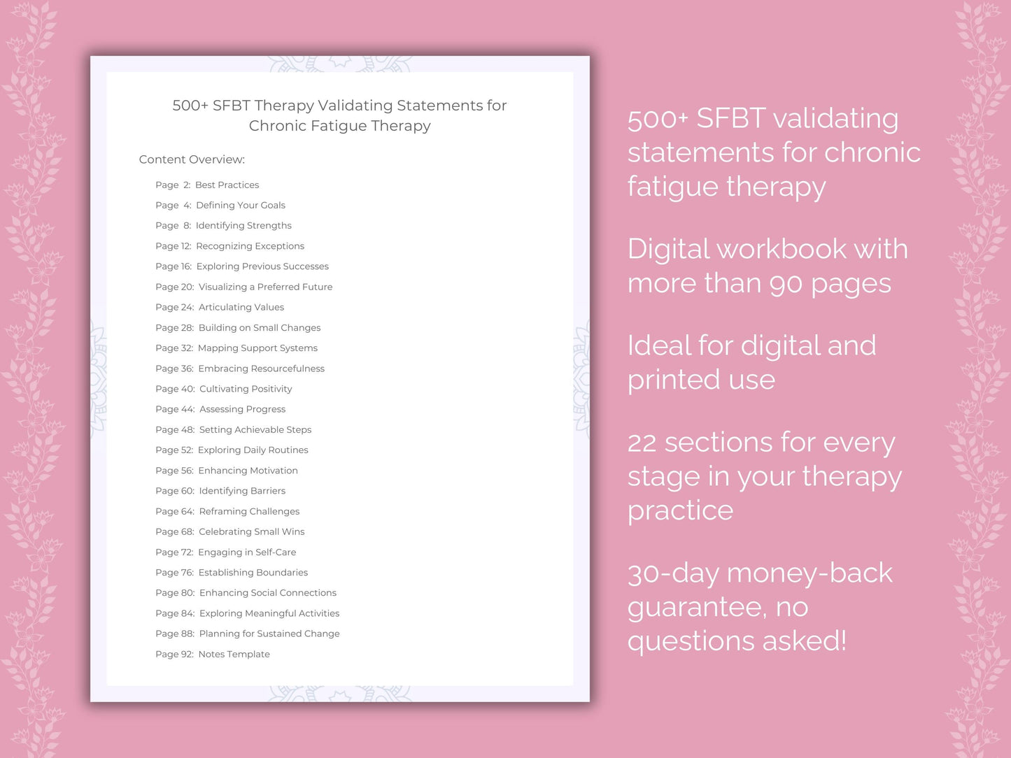 Chronic Fatigue Solution-Focused Brief Therapy (SFBT) Therapist Worksheets