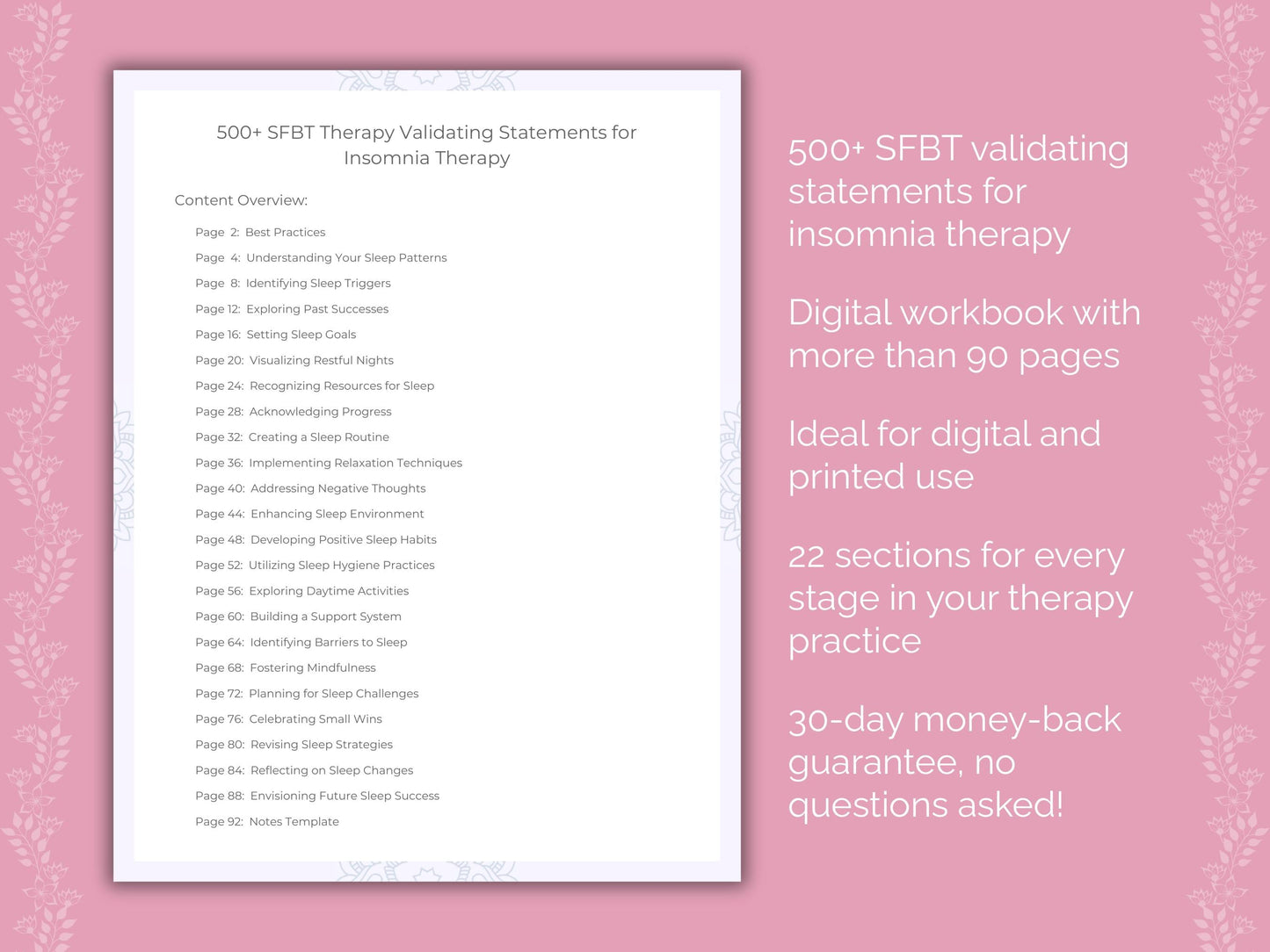 Insomnia Solution-Focused Brief Therapy (SFBT) Therapist Worksheets