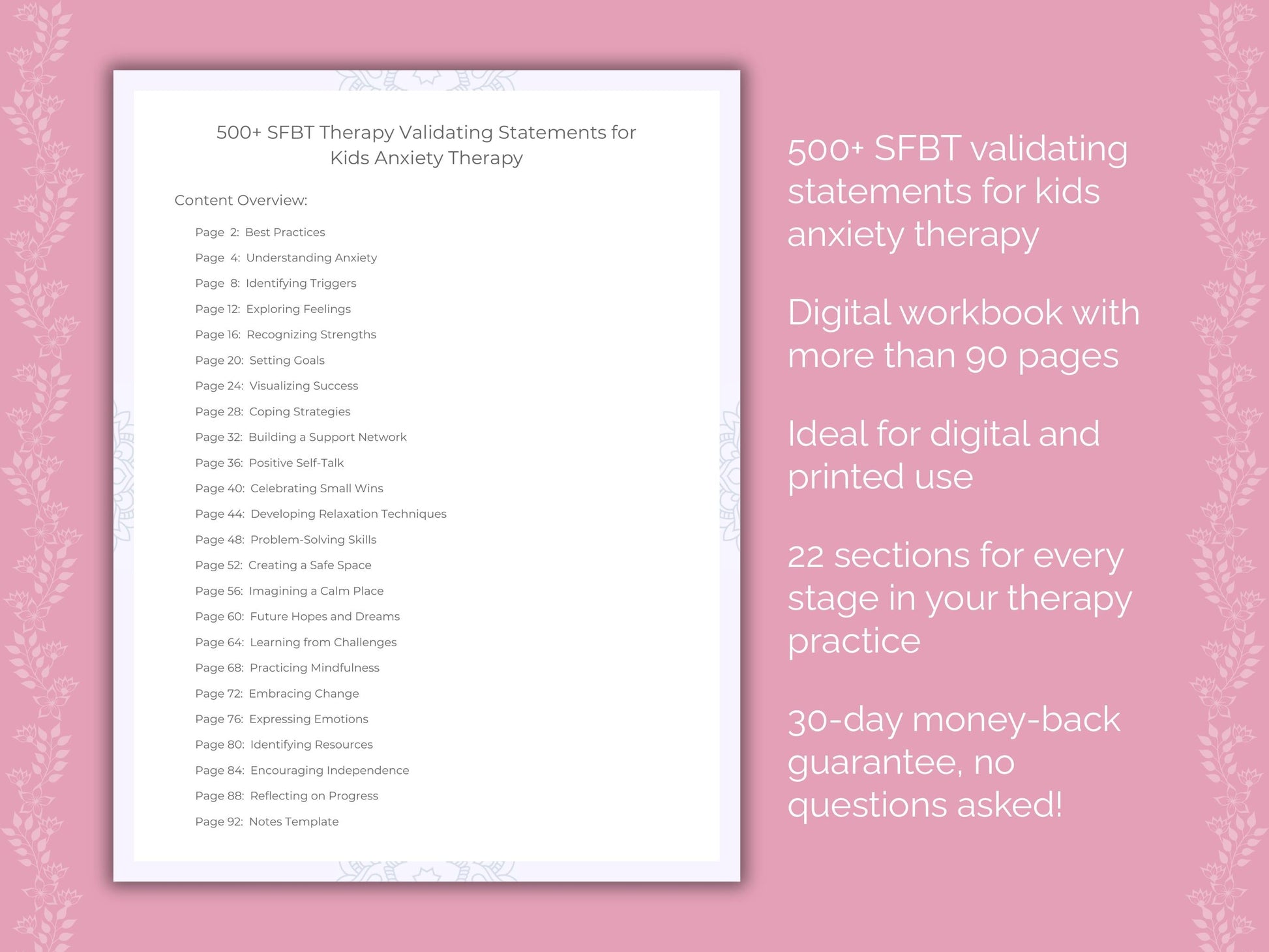 Kids Anxiety Solution-Focused Brief Therapy (SFBT) Therapist Worksheets