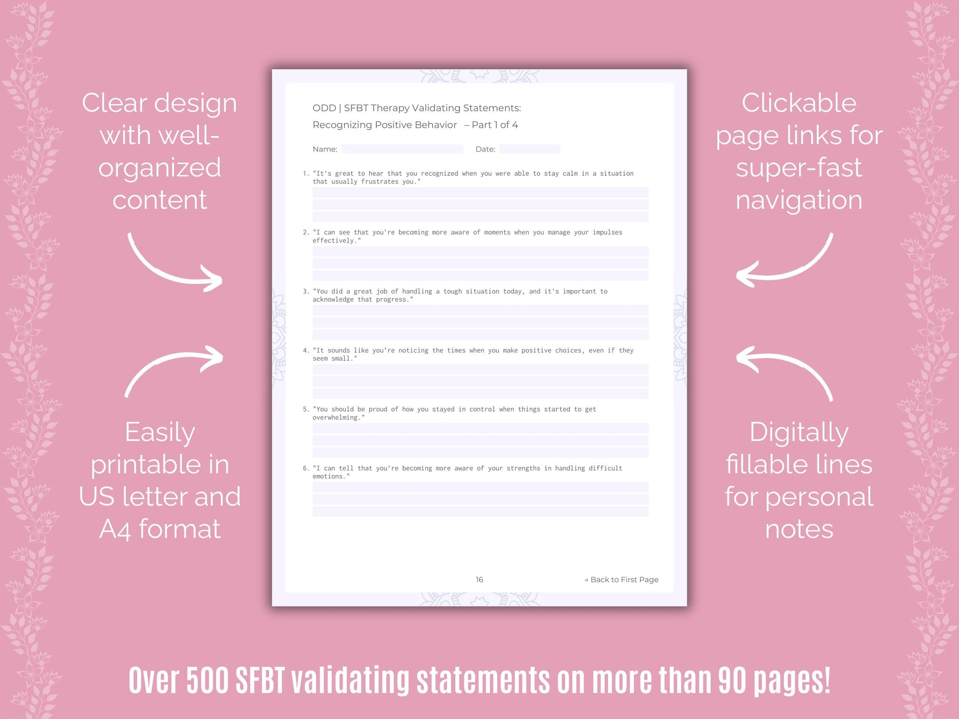 Oppositional Defiant Disorder (ODD) Solution-Focused Brief Therapy (SFBT) Counseling Templates