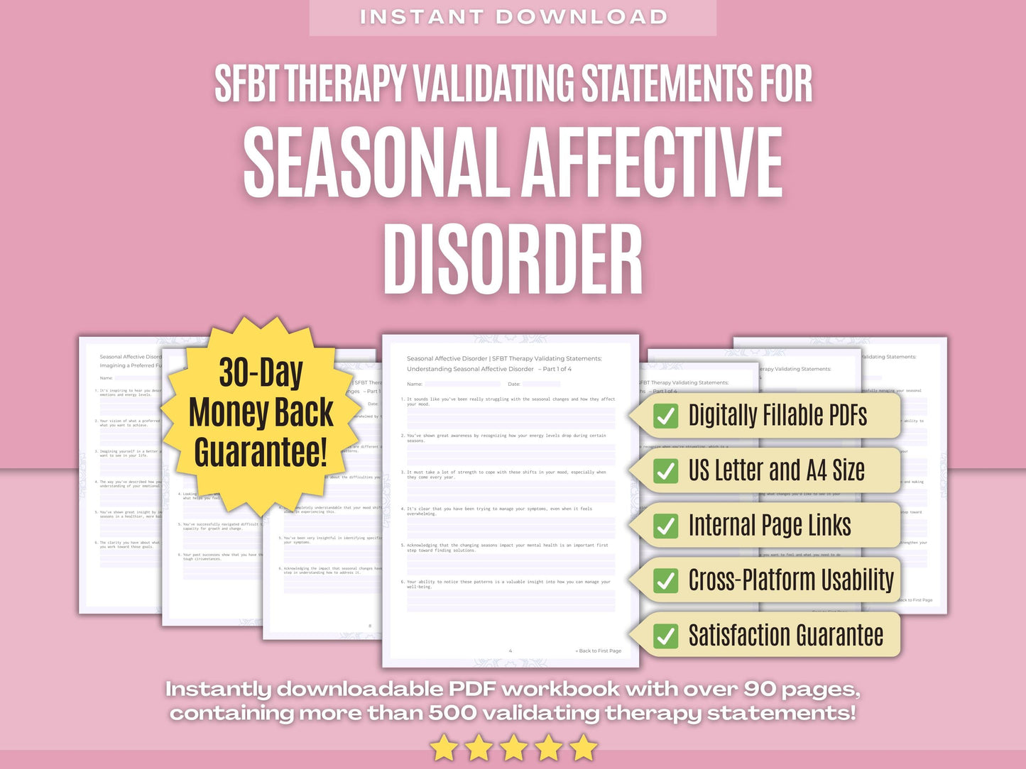 Seasonal Affective Disorder Solution-Focused Brief Therapy (SFBT) Psychology Workbooks