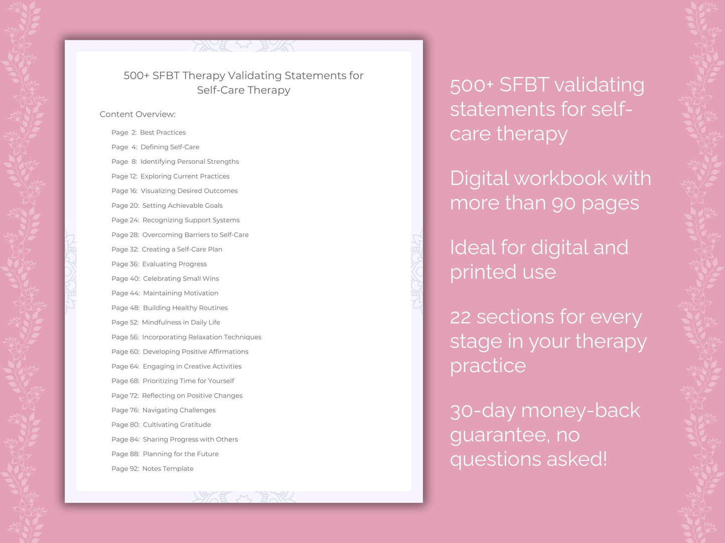 Self-Care Solution-Focused Brief Therapy (SFBT) Therapist Worksheets