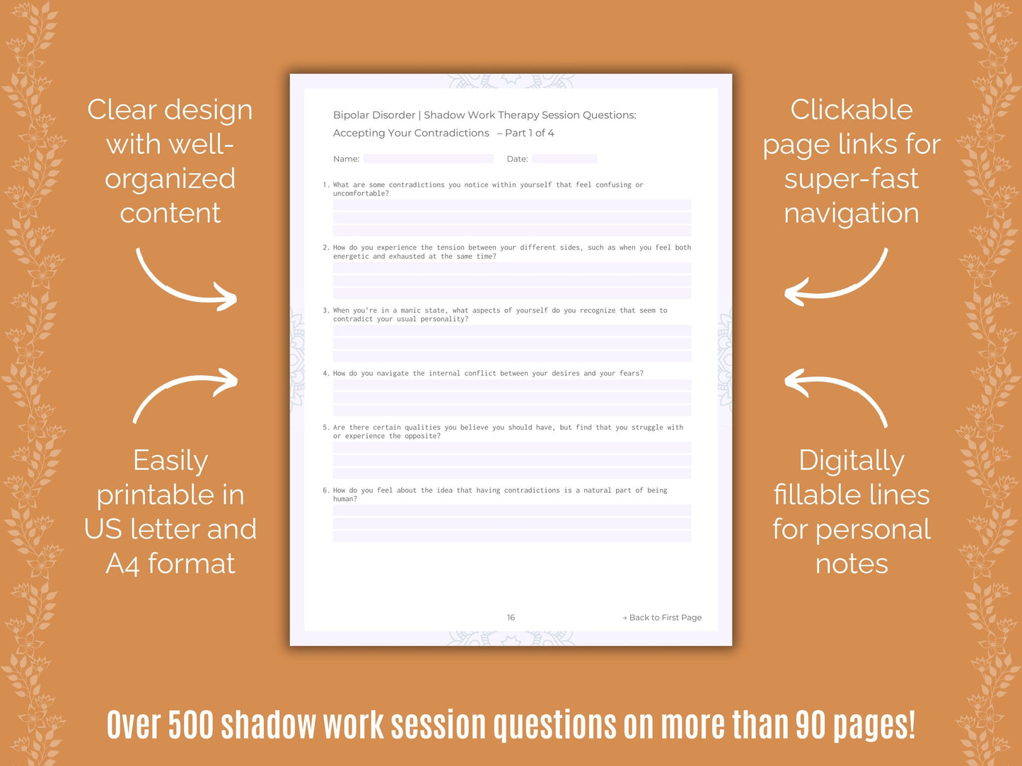 Bipolar Disorder Shadow Work Counseling Templates