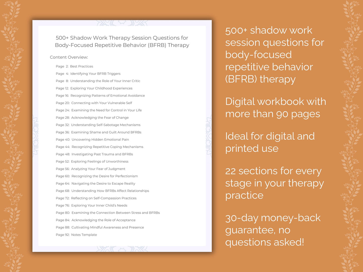 Body-Focused Repetitive Behavior (BFRB) Shadow Work Therapist Worksheets