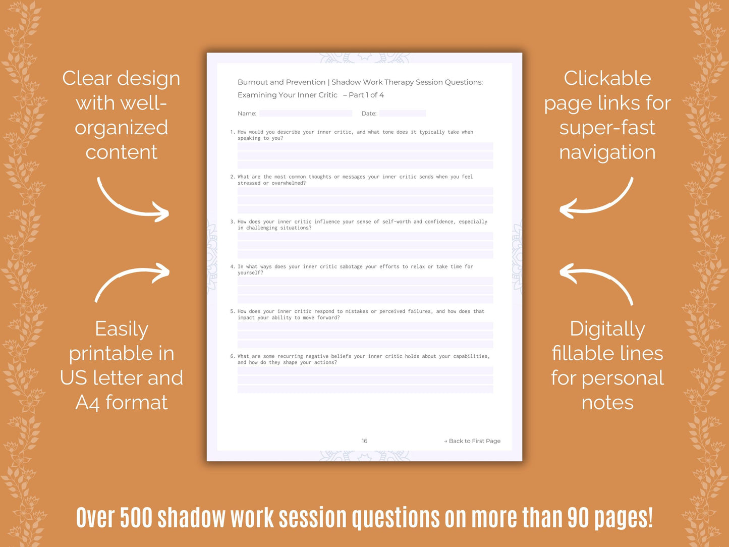 Burnout and Prevention Shadow Work Counseling Templates