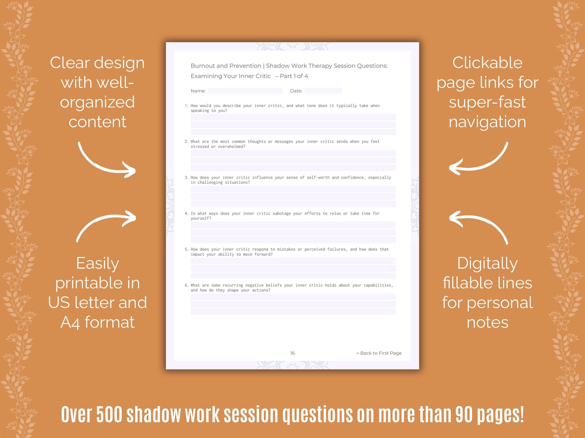 Burnout and Prevention Shadow Work Counseling Templates