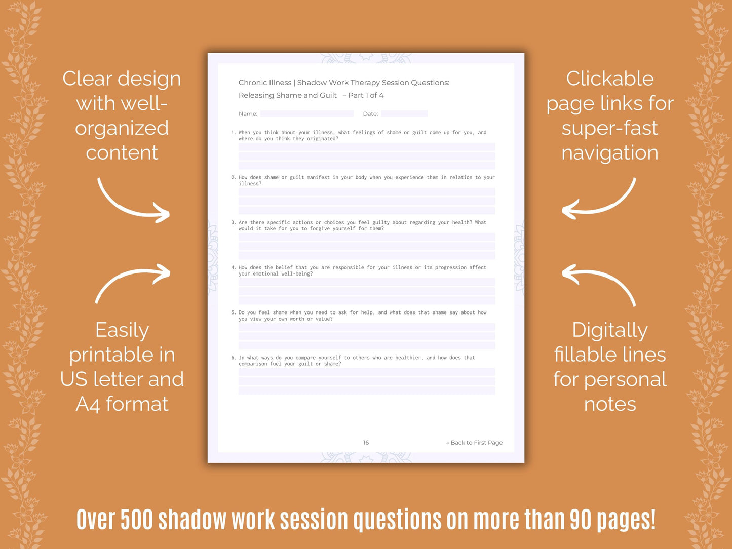 Chronic Illness Shadow Work Counseling Templates