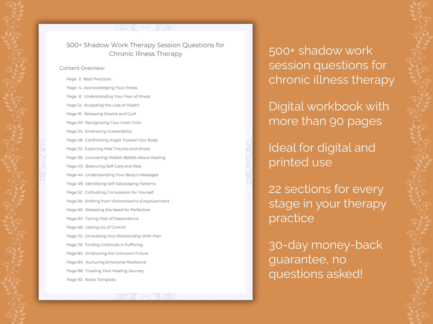 Chronic Illness Shadow Work Therapist Worksheets