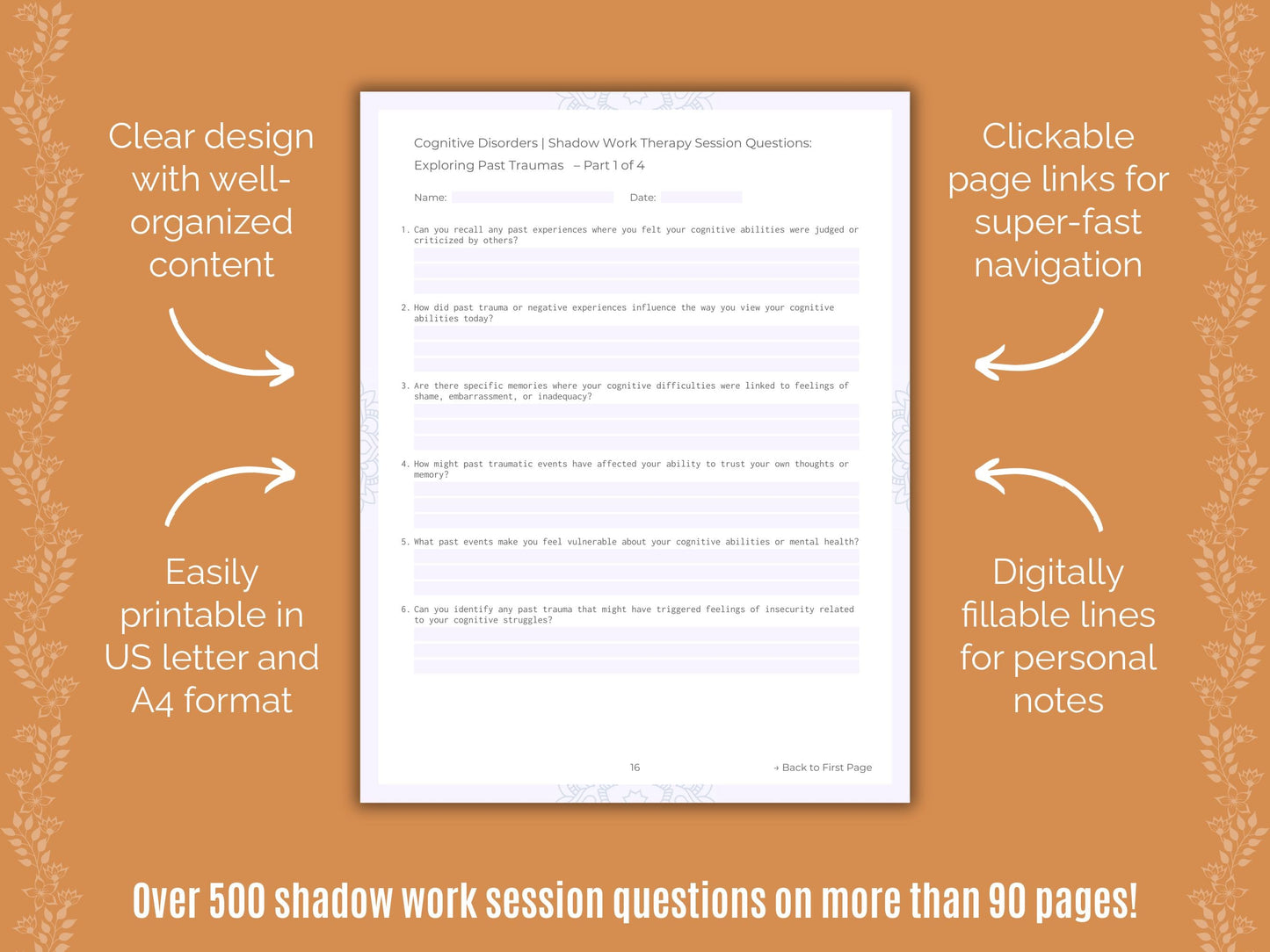 Cognitive Disorders Shadow Work Counseling Templates