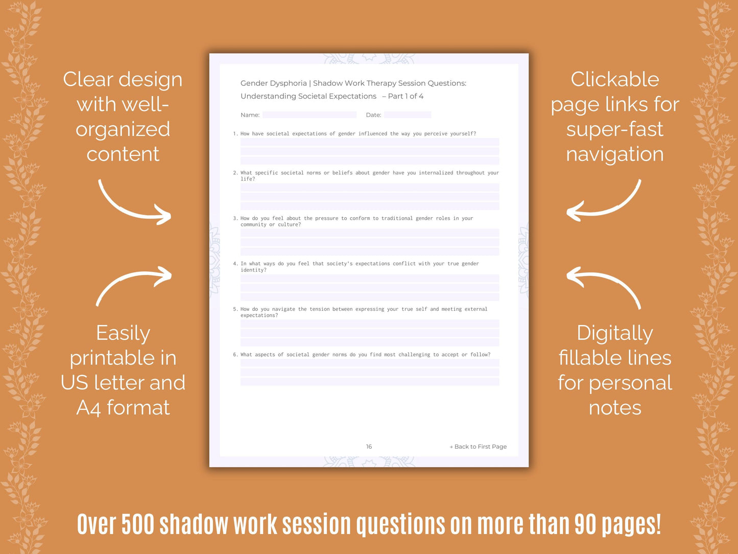 Gender Dysphoria Shadow Work Counseling Templates