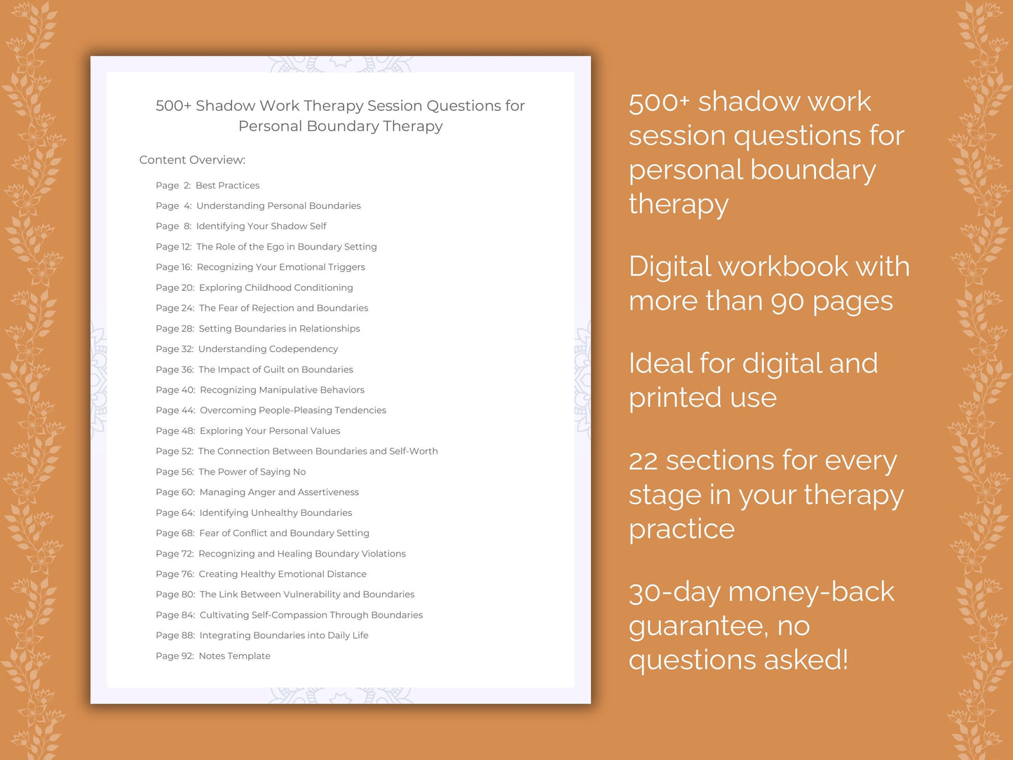 Personal Boundary Shadow Work Therapist Worksheets