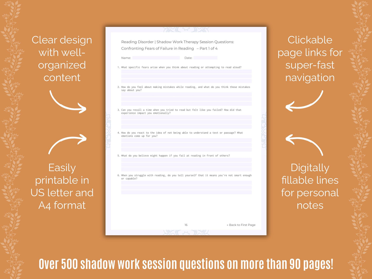 Reading Disorder Shadow Work Counseling Templates