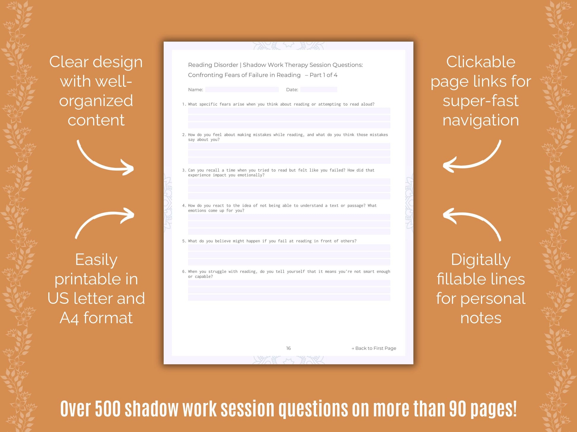 Reading Disorder Shadow Work Counseling Templates