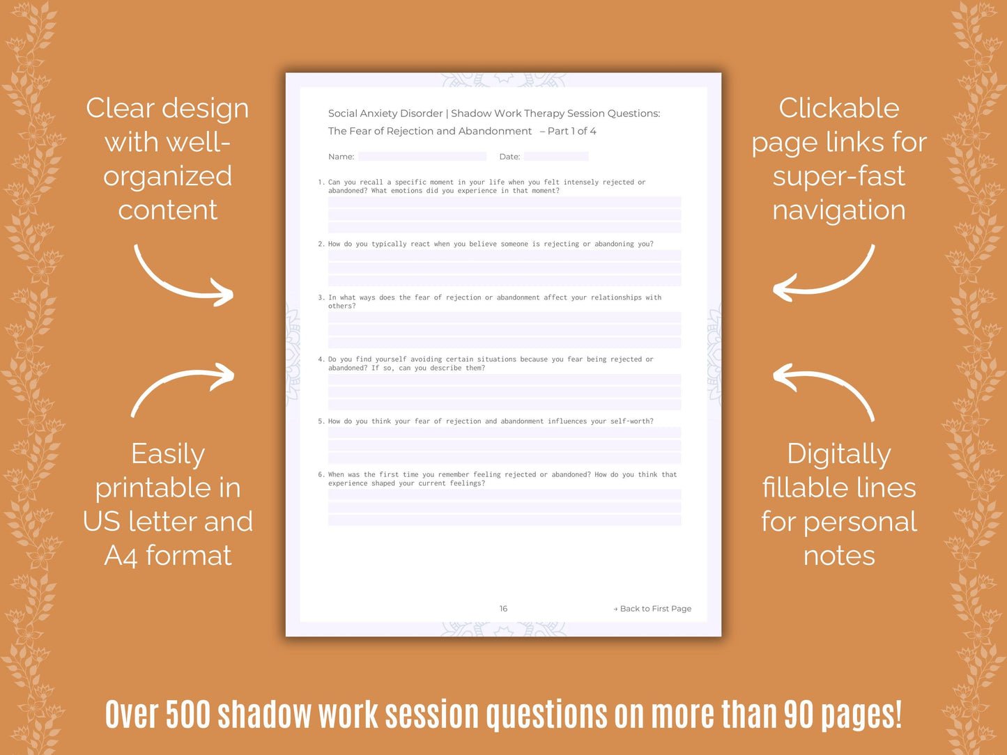 Social Anxiety Disorder Shadow Work Counseling Templates