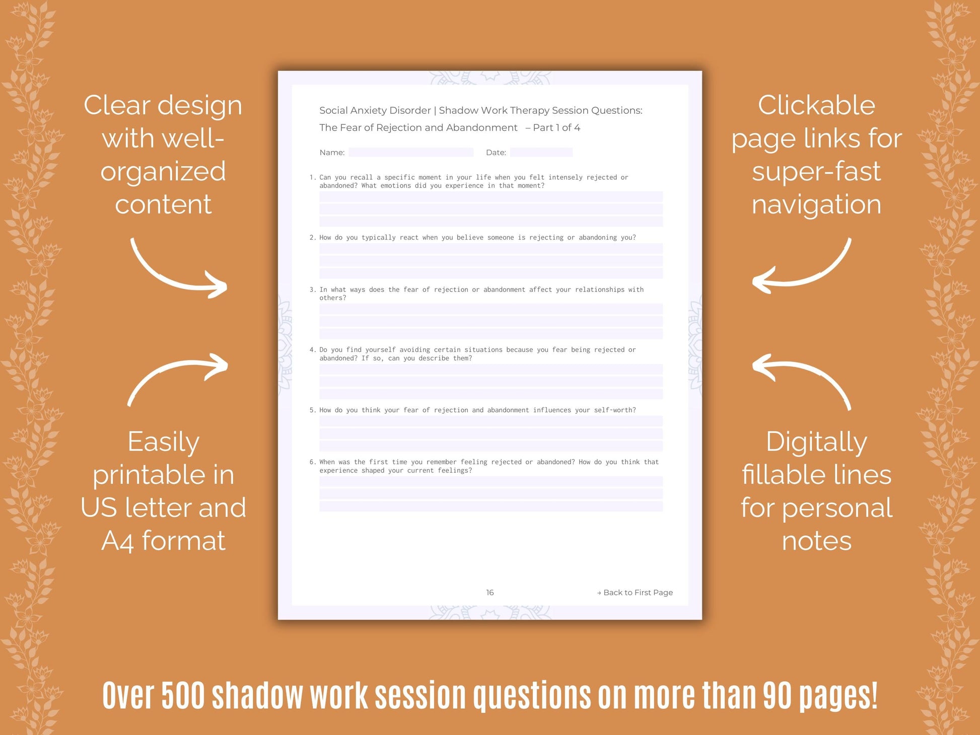 Social Anxiety Disorder Shadow Work Counseling Templates