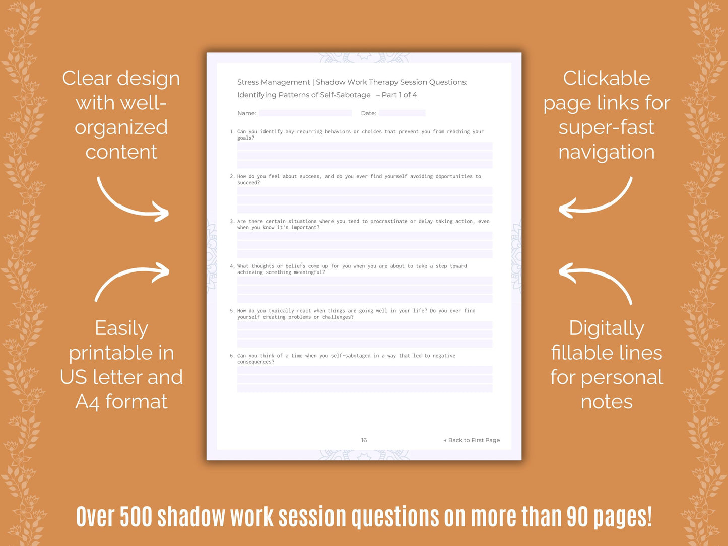 Stress Management Shadow Work Counseling Templates