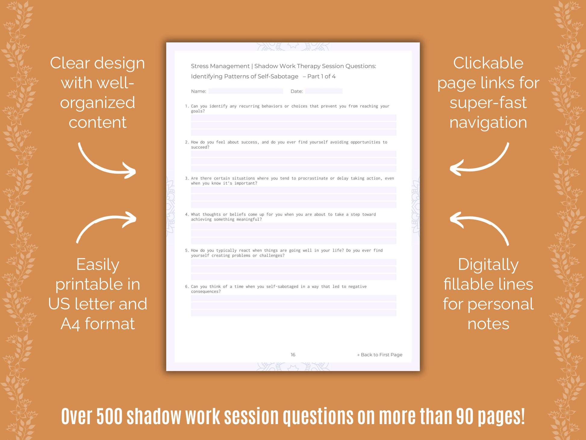 Stress Management Shadow Work Counseling Templates