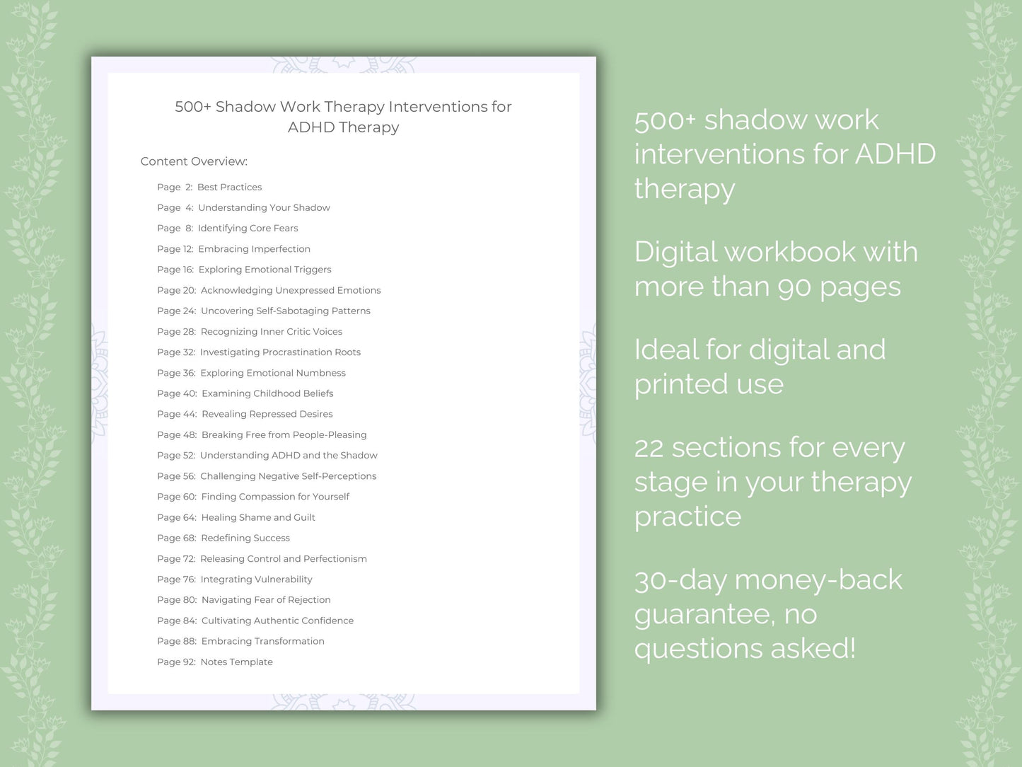 ADHD Shadow Work Therapist Worksheets