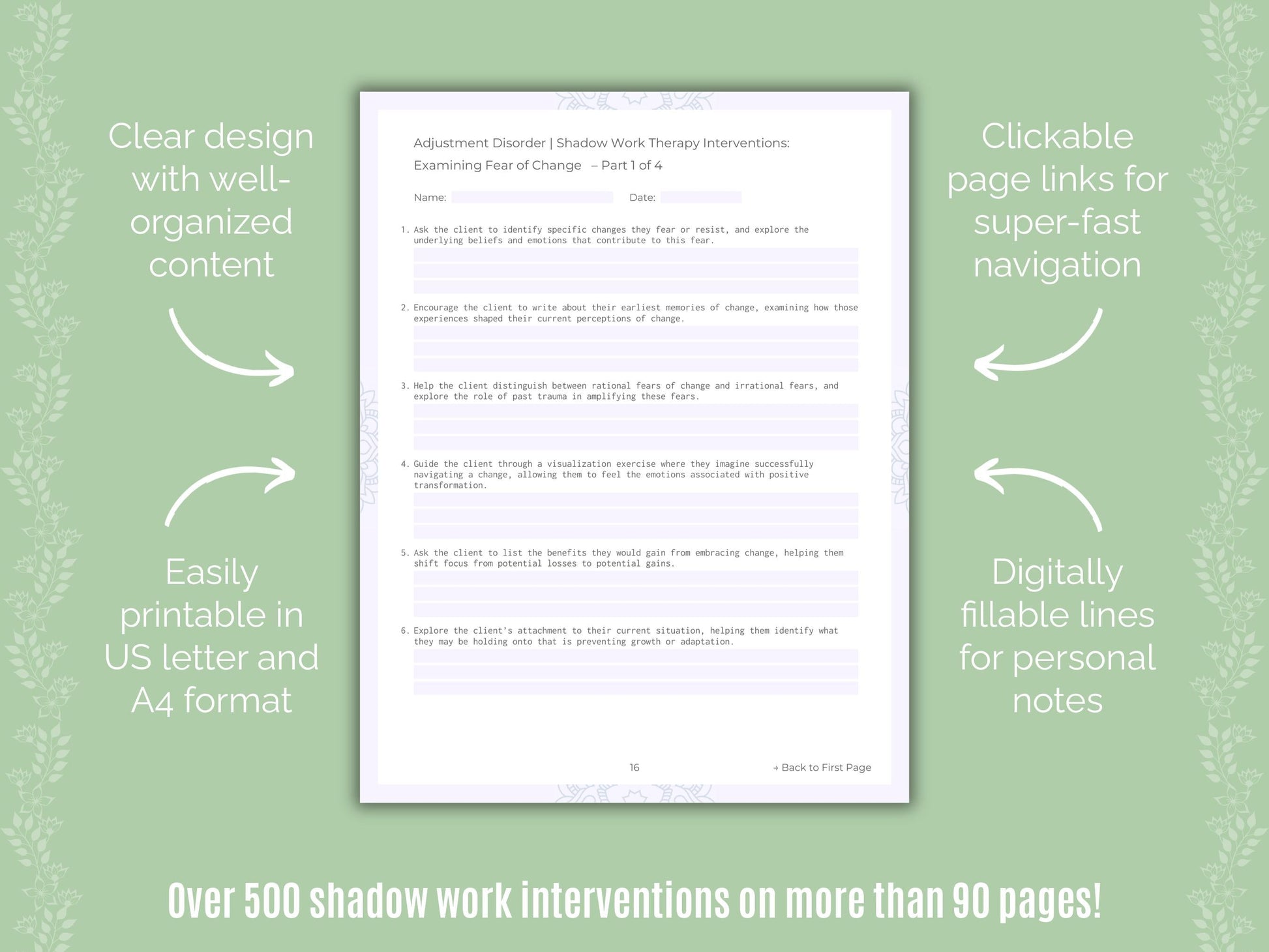 Adjustment Disorder Shadow Work Counseling Templates