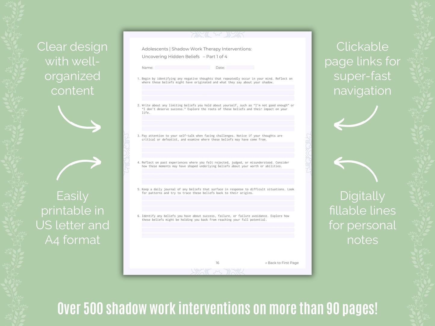 Adolescents Shadow Work Counseling Templates