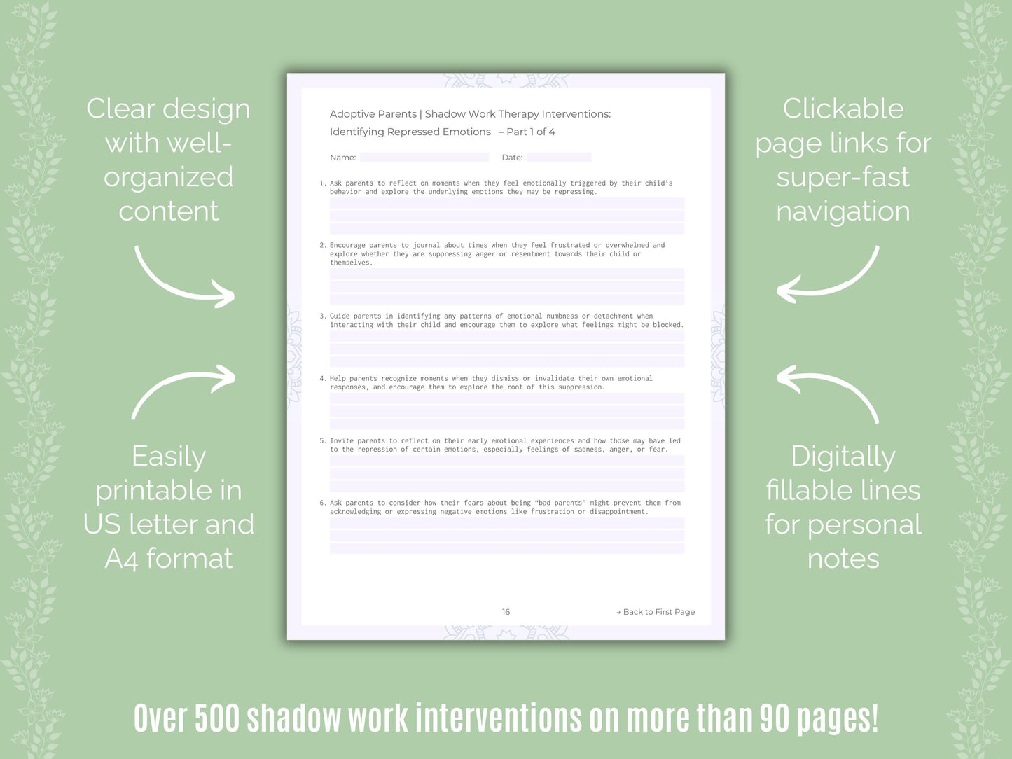 Adoptive Parents Shadow Work Counseling Templates