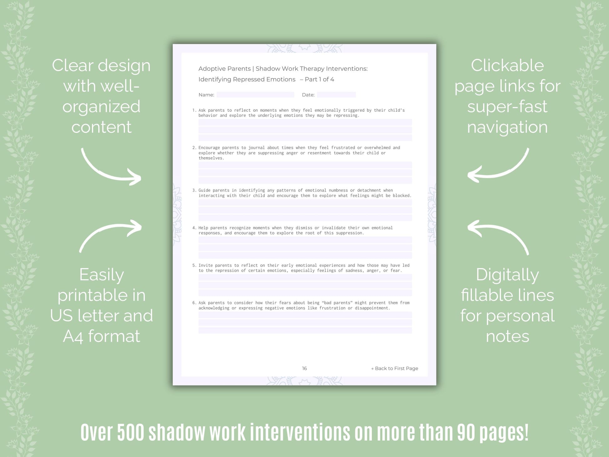 Adoptive Parents Shadow Work Counseling Templates