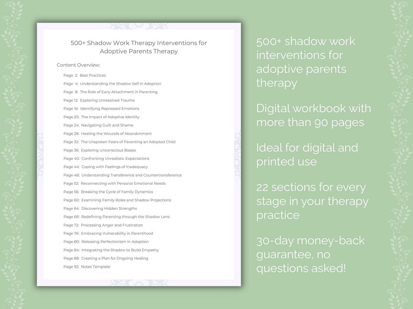 Adoptive Parents Shadow Work Therapist Worksheets